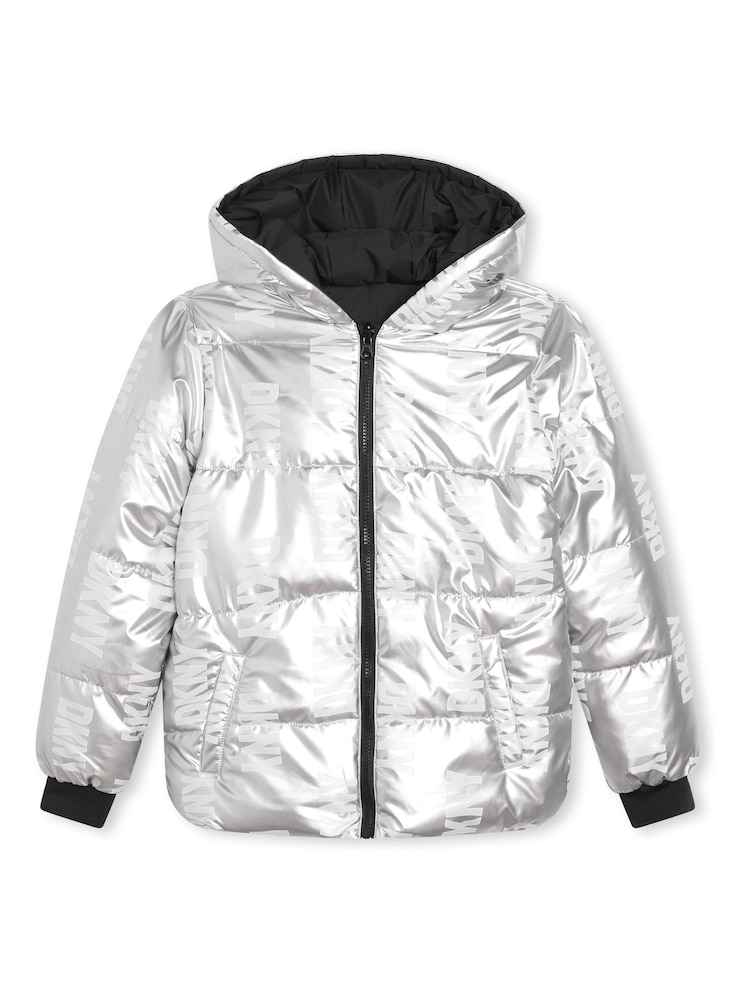 Reversible Jacket White Dkny Puffer Jacket Buy DKNY Silver Logo