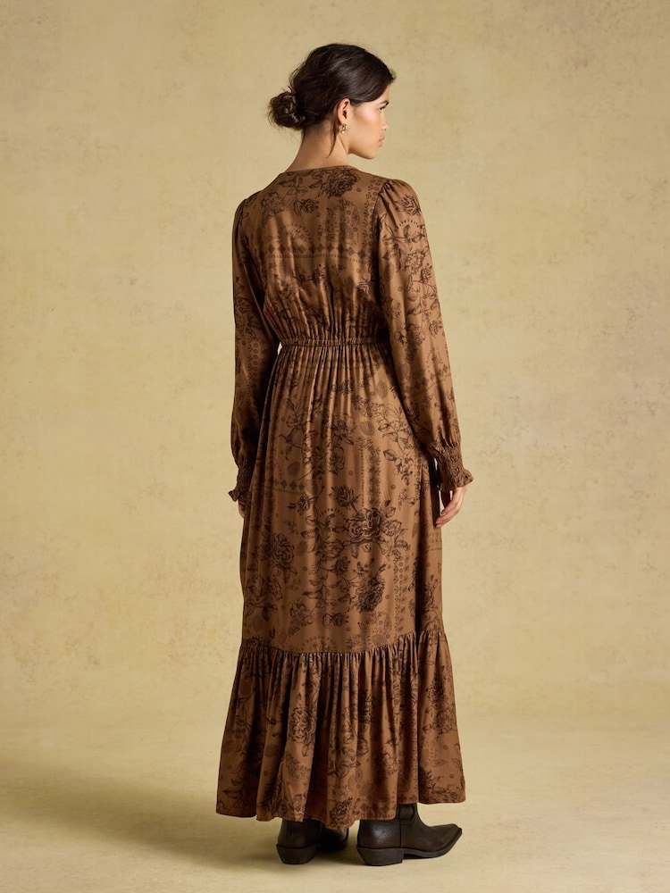 Joules Etta Tan Brown V Neck Dress - Image 2 of 8