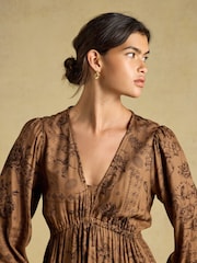 Joules Etta Tan Brown V Neck Dress - Image 3 of 8