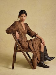 Joules Etta Tan Brown V Neck Dress - Image 4 of 8