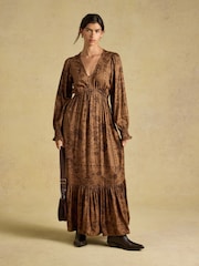 Joules Etta Tan Brown V Neck Dress - Image 6 of 8