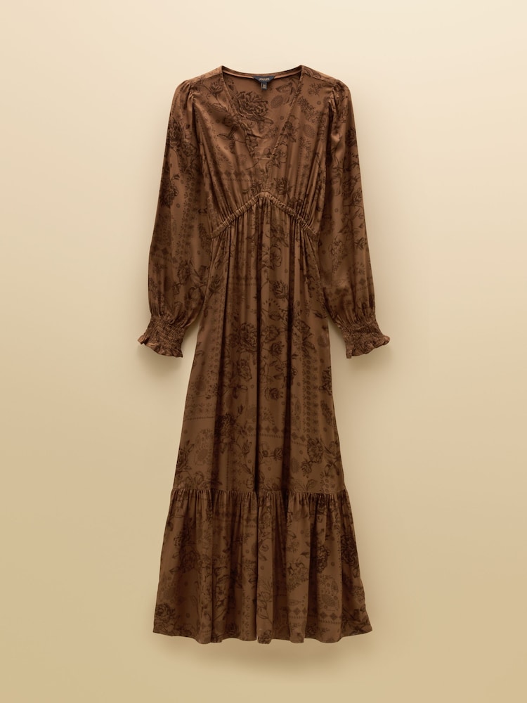 Joules Etta Tan Brown V Neck Dress - Image 8 of 8