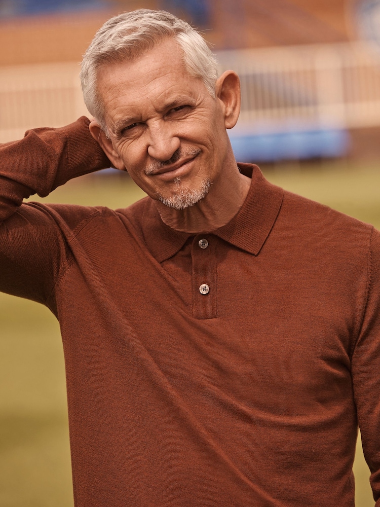 Brick Red Regular Signature Merino Long Sleeve Polo Shirt - Image 1 of 9