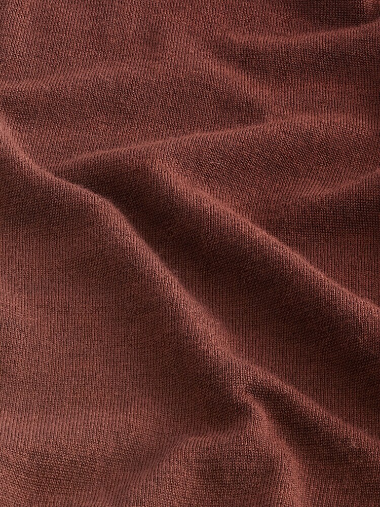Brick Red Regular Signature Merino Long Sleeve Polo Shirt - Image 9 of 9