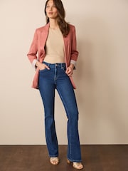 Ciemnoniebieski dżins - Press Crease Flared Jeans - Image 1 of 6