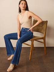 Ciemnoniebieski dżins - Press Crease Flared Jeans - Image 2 of 6