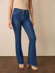 Ciemnoniebieski dżins - Press Crease Flared Jeans - Image 3 of 6