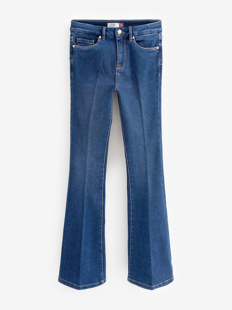 Ciemnoniebieski dżins - Press Crease Flared Jeans - Image 6 of 6