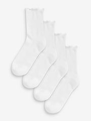 White Frill Top Cushion Sole Ankle Socks 4 Pack - Image 1 of 4