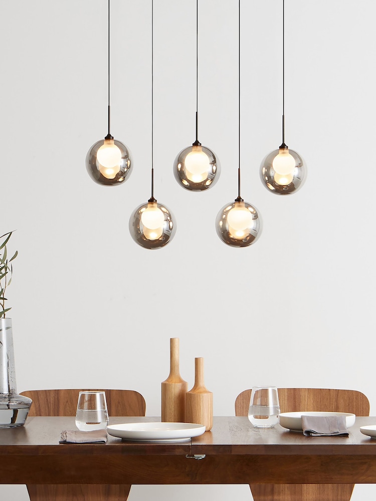 MADE.COM Smoke Grey 5 Light Linear Pendant Bar Masako Light - Image 1 of 3