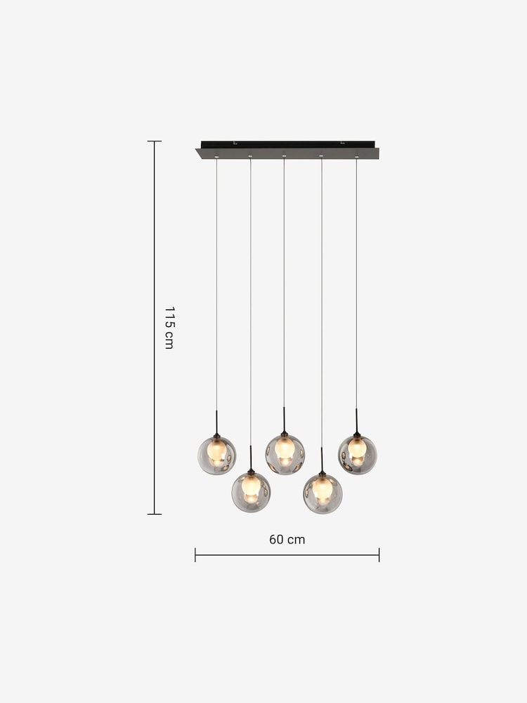 MADE.COM Smoke Grey 5 Light Linear Pendant Bar Masako Light - Image 3 of 3