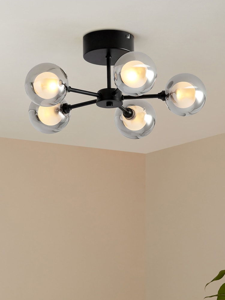 MADE.COM Smoke Grey 5 Light Flush Masako Light - Image 1 of 3