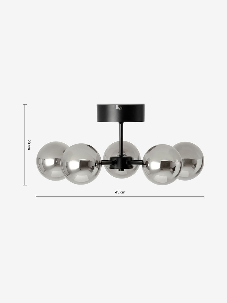 MADE.COM Smoke Grey 5 Light Flush Masako Light - Image 3 of 3