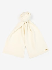 Barbour® International White Mallory Pom Knit Beanie Hat And Scarf Gift Set - Image 4 of 6