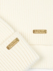 Barbour® International White Mallory Pom Knit Beanie Hat And Scarf Gift Set - Image 5 of 6