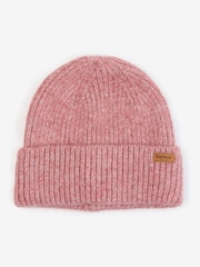 Barbour® Pink Pendle Logo Beanie Hat - Image 1 of 4