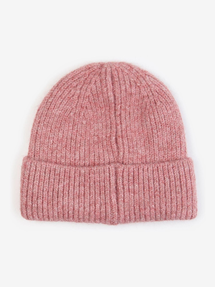 Barbour® Pink Pendle Logo Beanie Hat - Image 2 of 4 Barbour® Pink Pendle Logo Beanie Hat - Image 2 of 4