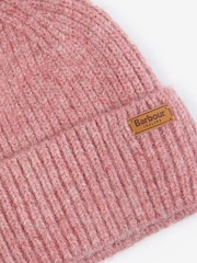 Barbour® Pink Pendle Logo Beanie Hat - Image 3 of 4