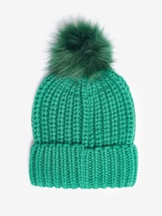 Barbour® Green Saltburn Cable Knit Pom Beanie Hat - Image 2 of 4