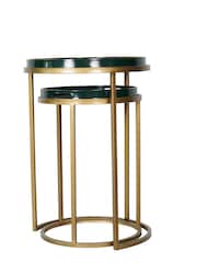 Laura Ashley Set of 2 Black Mathilde Floral Print Side Tables - Image 3 of 4