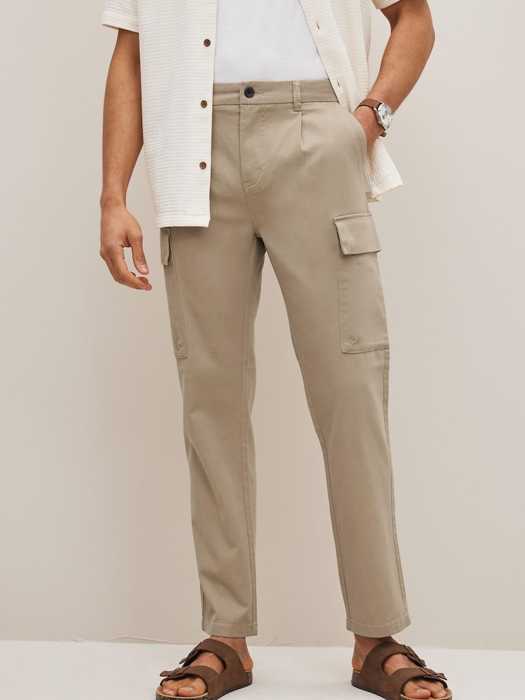 Stone Slim Smart Cotton Stretch Cargo Trousers - Image 1 of 8