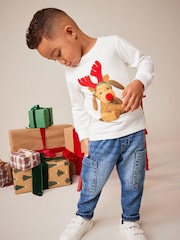 White Reindeer Long Sleeve Christmas T-Shirt (3mths-7yrs) - Image 2 of 3