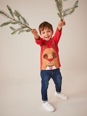 Red Reindeer Long Sleeve Christmas T-Shirt (3mths-7yrs) - Image 3 of 6