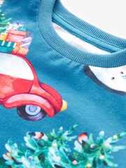 Blue All-Over Print Long Sleeve Christmas T-Shirt (3mths-7yrs) - Image 3 of 3