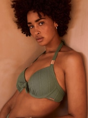 Mint Velvet Green Texture Lightly Padded Cupped Hardware Bikini Top - Image 2 of 3