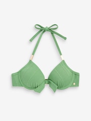 Mint Velvet Green Texture Lightly Padded Cupped Hardware Bikini Top - Image 3 of 3