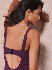 Mint Velvet Berry Red Tummy Control Hardware Bandeau Swimsuit - Image 3 of 4