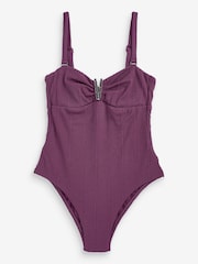 Mint Velvet Berry Red Tummy Control Hardware Bandeau Swimsuit - Image 4 of 4