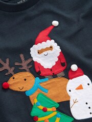 Navy Blue Santa Friends Long Sleeve Christmas T-Shirt (3mths-7yrs) - Image 3 of 3