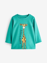 Teal Blue Giraffe Long Sleeve Character T-Shirt (3mths-7yrs) - Image 1 of 2