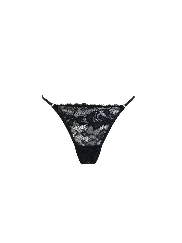 Pour Moi Black For Your Eyes Only Crotchless Thong - Image 3 of 4