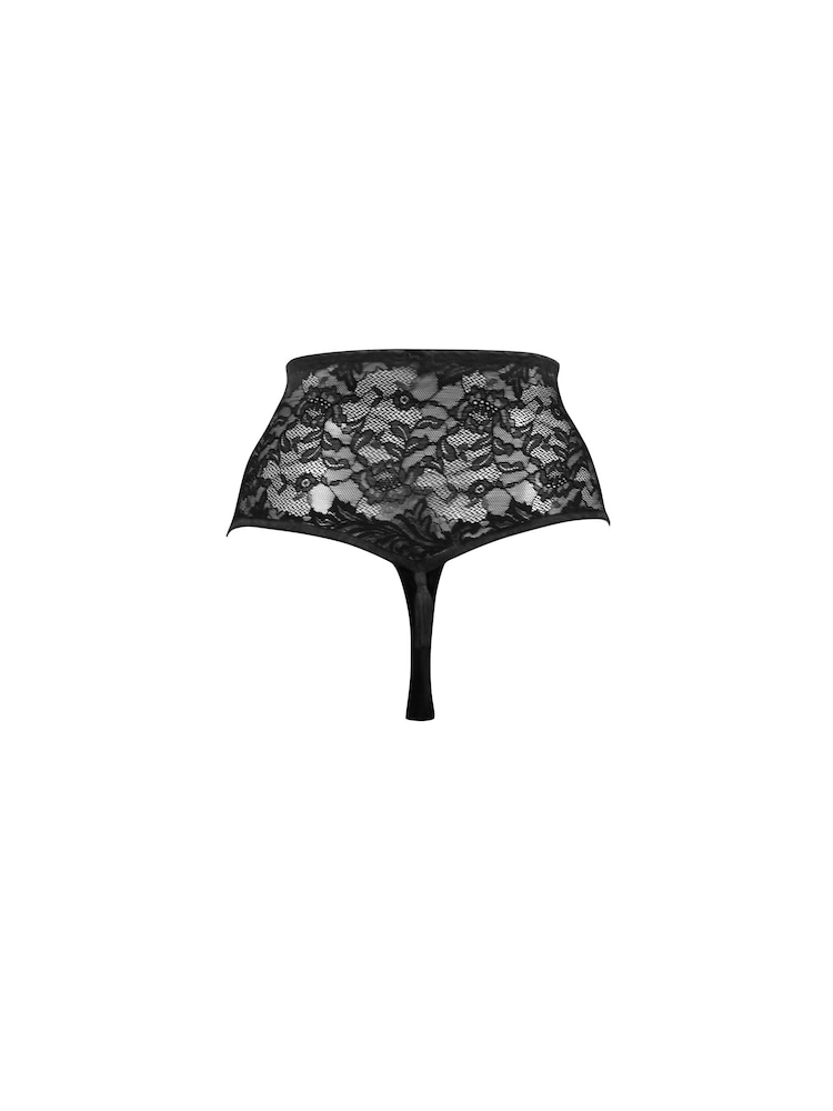 Pour Moi Black For Your Eyes Only High Waist Crotchless Thong - Image 4 of 4