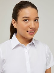 Trutex Girls 2 Pack Short Sleeve Fitted White School Shirts - Image 4 of 7