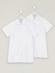Trutex Girls 2 Pack Short Sleeve Fitted White School Shirts - Image 5 of 7