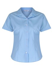 Trutex Girls 2 Pack Short Sleeve Non Iron Blue Revere School Shirts - Image 3 of 4