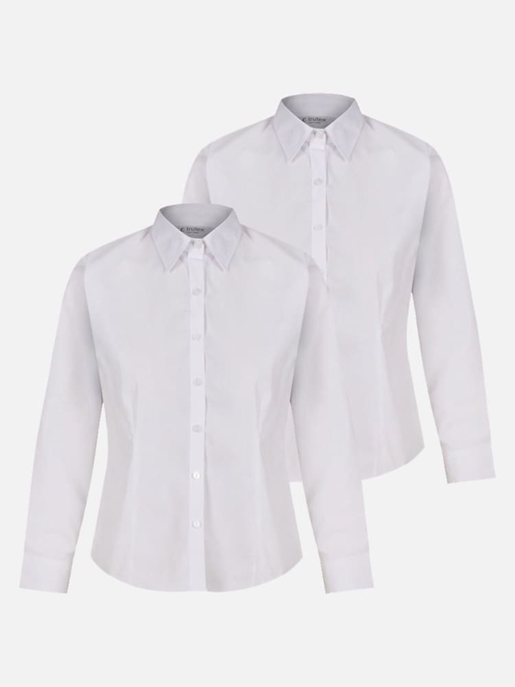 Trutex Long Sleeve Fitted White School Shirt (Twin pack) - Image 2 of 4