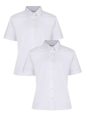 Trutex Girls 2 Pack Short Sleeve Non Iron White School Shirts - Image 1 of 5