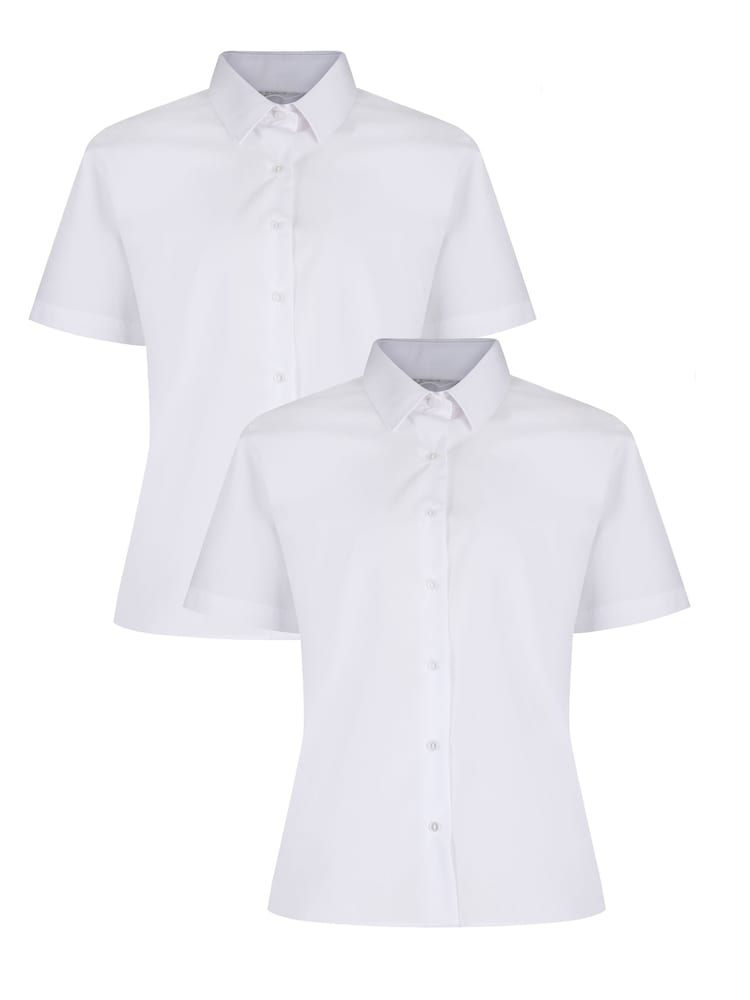 Trutex Girls 2 Pack Short Sleeve Non Iron White School Shirts - Image 1 of 5