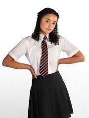 Trutex Girls 2 Pack Short Sleeve Non Iron White School Shirts - Image 4 of 5