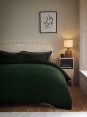 Green Teddy Borg Fleece Duvet Cover And Pillowcase Set - Image 1 of 5