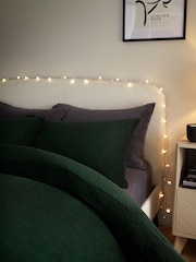 Green Teddy Borg Fleece Duvet Cover And Pillowcase Set - Image 2 of 5