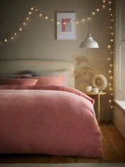 Pink Teddy Borg Fleece Duvet Cover And Pillowcase Set - Image 1 of 5