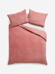 Pink Teddy Borg Fleece Duvet Cover And Pillowcase Set - Image 4 of 5