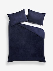 Navy Blue Teddy Borg Fleece Duvet Cover And Pillowcase Set - Image 4 of 5