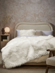 Ivory White Long Faux Fur Throw - Image 1 of 3