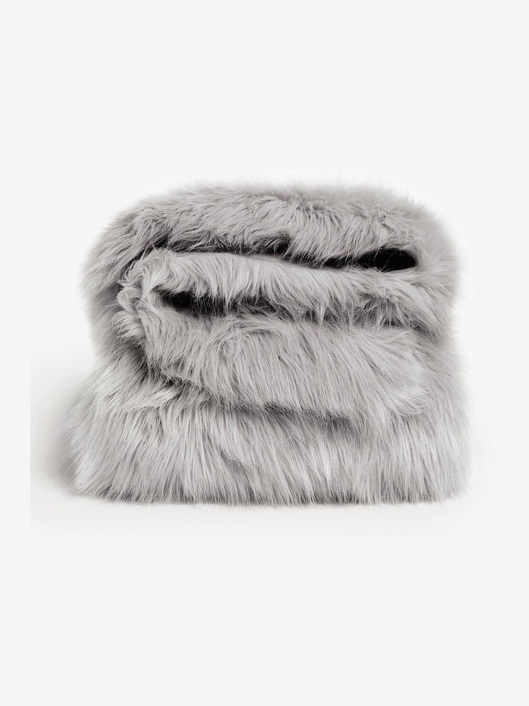 Grey Long Faux Fur Throw - Image 4 of 4